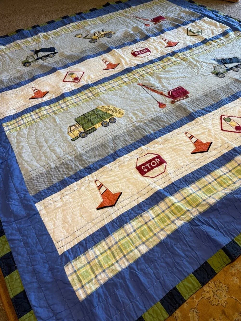 Pem America Trucks At Work Comforter  & Shams — Twin
